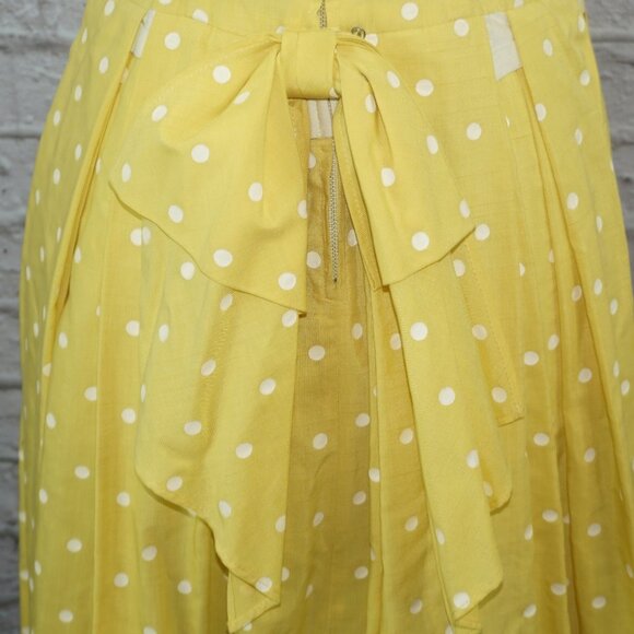 Vintage 50s Yellow Polkadot Pleated Swing Dress - Picture 5 of 13
